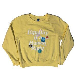 Equality Is A Human Right Patches Pastel Yellow Sweatshirt - Medium Womens